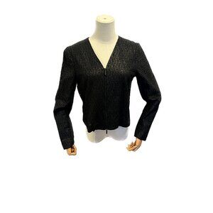 armani exchange black textured zip up jacket 6 workwear business lightweight